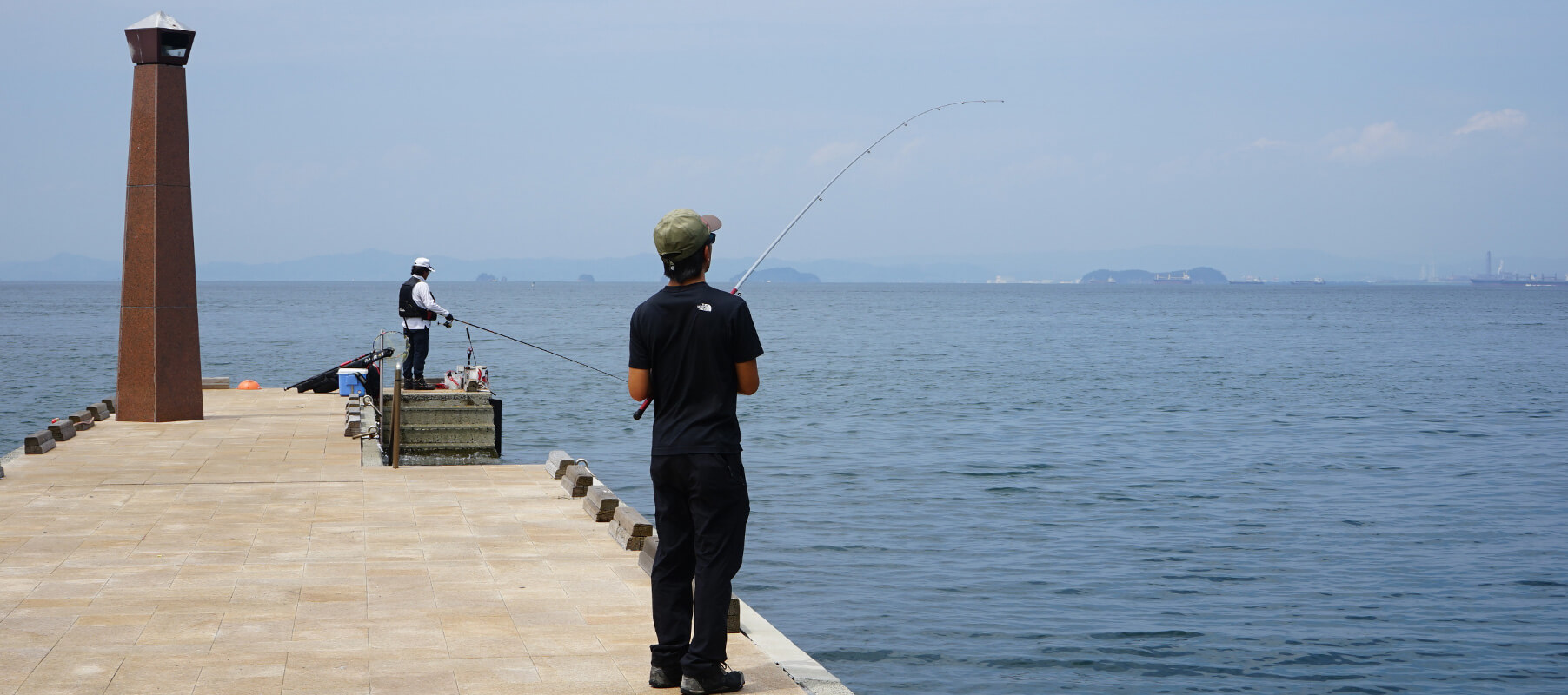 波止で釣り