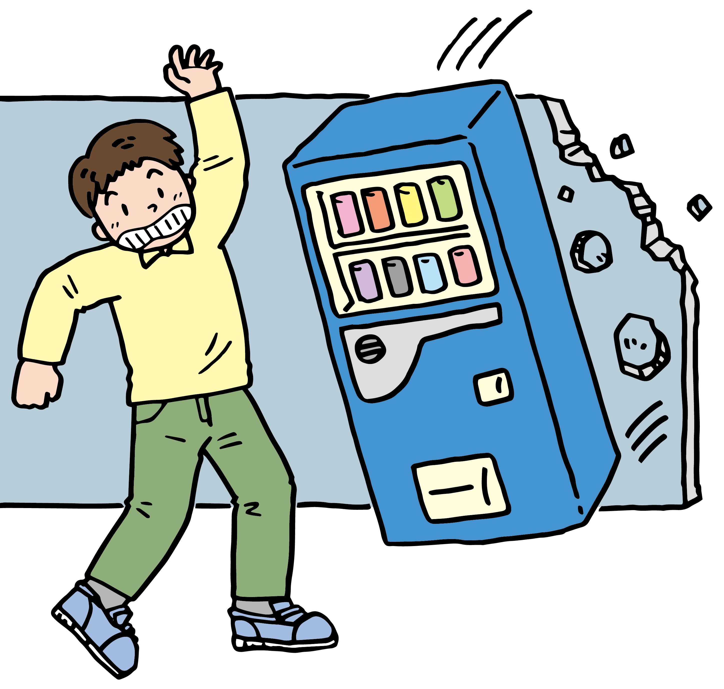 塀と自販機の転倒