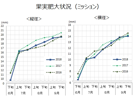 果実肥大状況グラフ（2018年9月28日）