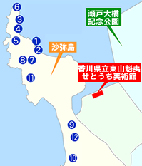 美術館周辺の観光・史跡の地図